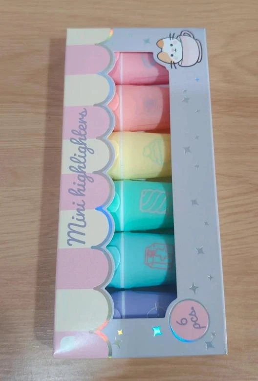 Set de 6 rotuladoresi subrayadores de colores pasteles. Nuevo en caja